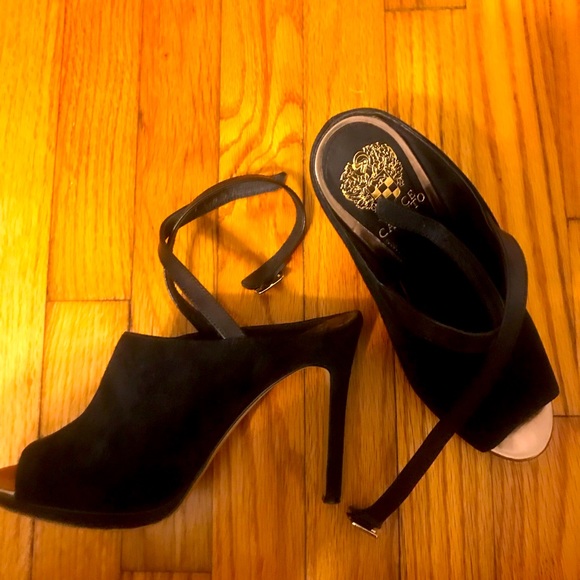 Vince Camuto Black Suede/leather heels 7.5 - Picture 1 of 5
